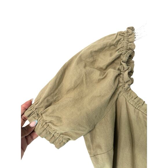 Nobody's Child Jumpsuit Beige Smocked Back Short Sleeve Casual Basic Size 10 - Picture 8 of 16